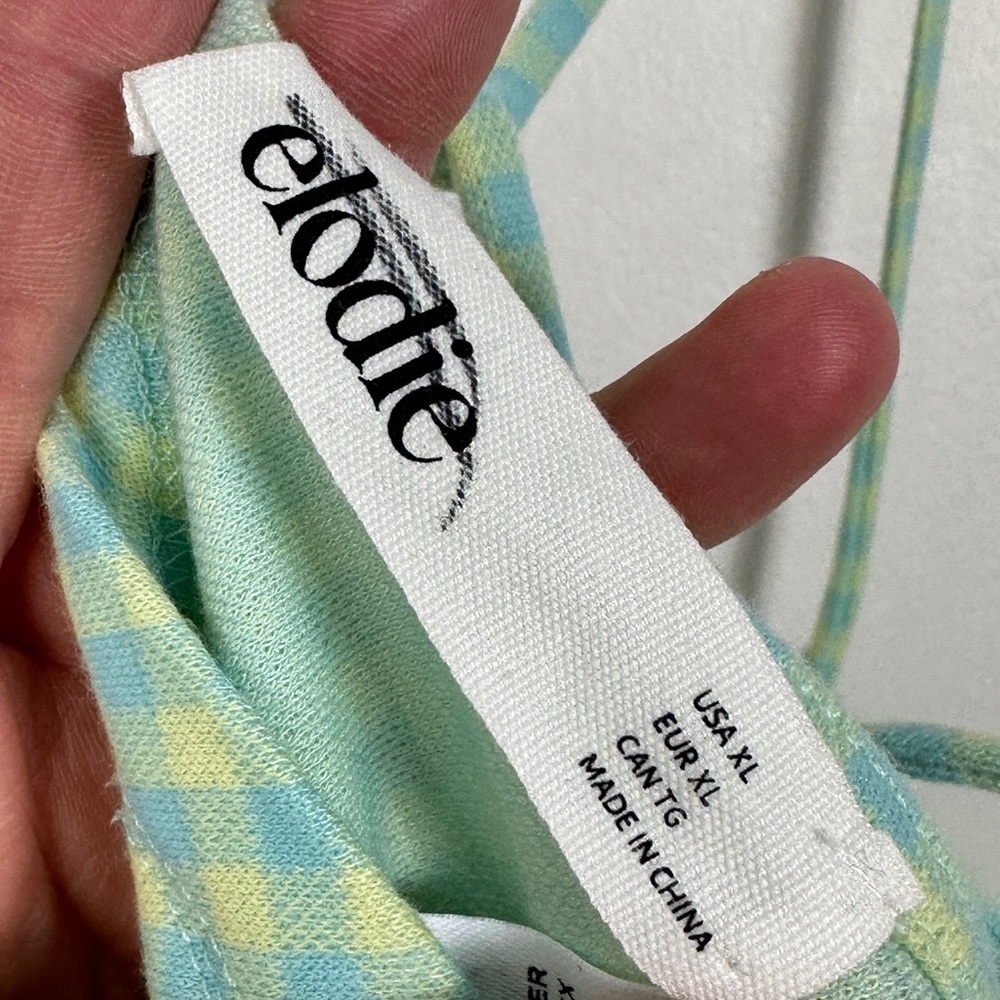 NEW Elodie Nordstrom Checkered Knit Halter Top Green Lemon Size XL Plaid 90s Y2K - Picture 4 of 7